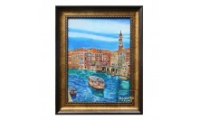 กรอบรูปภาพสีน้ำมันเมืองกับแม่น้ำ